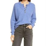 Madewell NEW Donegal dowden Henley Sweater in Coziest Yarn, blue, 2X Photo 2