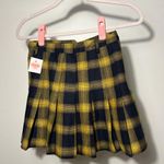 Yellow and Black Plaid Pleated Skirt Photo 0