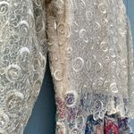 Collared dress with sheer embroidered lace sleeves and pleated skirt Size 6 Photo 3