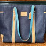 Coach Vintage Hampton Denim and Tan Leather Tote Bag Photo 0
