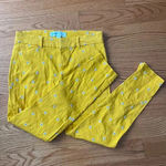 Old Navy Yellow with White Daisy Print Pixie Cut Pants Size 4 Photo 0
