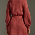 Anthropologie Mock-Neck Tie-Waist Sweater Mini Dress, Size L Photo 2