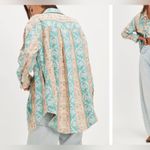 Free People NWT  We the Free Wonderland Fog Jacquard Shirt - blue combo - small Photo 3