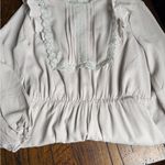 None NWOT Elegant Gray Dress with Lace Trim L Photo 1