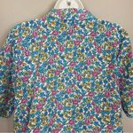 Vintage Blouse Floral‎ Medium Blue Pink White Button Photo 4