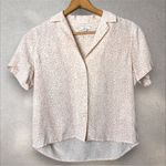 Rails  Maui White‎ Mini Cheetah Top Silk Short Sleeve Button Down Shirt Size XS Photo 1