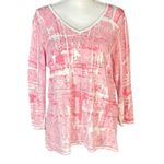 Habitat Clothes To Live In Top Size Large Pink White 3/4 Sleeves Abstract Artsy Photo 8