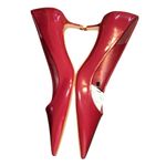 Mango Burgundy Patent Leather Effect Kitten Heel Shoes(Size 39) Photo 2