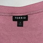 Torrid  3 Dusty Rose - Floral Crochet Lace Ruffle Waist Thermal Waffle Knit Top Photo 5