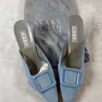 Saks 5th Avenue Saks Fifth Avenue Baby Blue Suede Heels‎ Slides 9.5 Leather Made in Italy Photo 3