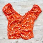 Sienna Sky Floral Ruched Puff Sleeve Top | Orange Size Medium Photo 0