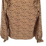 Rachel Parcell Rachel Parnell Tan Brown Leopard Print Ruffle Long Sleeve Blouse Top Extra Small Photo 7