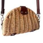 White House | Black Market Straw Crossbody Bag with Faux Leather Trim Photo 6