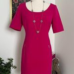 Ann Taylor Pink Shift Boxy Dress Darted Front Zippers Career Barbie Cocktail 6P Photo 0