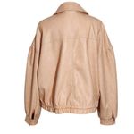 7 For All Mankind  Peach Faux Leather Oversized Bomber Jacket Size Large Photo 1