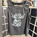 SheIn Curve Gray Sleeveless Top with Highland Cow Cowgirl Western Graphic Photo 0