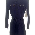 Tommy Hilfiger  Button Cotton Shirt Dress Knee Length Navy Belted NWT size Medium Photo 0