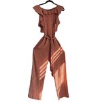 Eva France Womens Chic Jumpsuit S Brick Red White Striped Sleeveless Wide Leg Photo 1