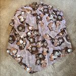 Pure by Ulla Popken Organic Cotton Button Down Shirt Asymmetrical Marbled 28/30 Brown Photo 10