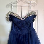 Tiffany Designs ‎ Navy Prom Dress Off Shoulder Size 8 Photo 6