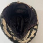 VTG Uniqu Faux Fur Bucket Hat Plaid Pattern Winter Warm Earflap Style Gray Photo 4