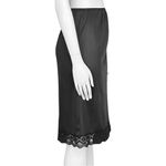 Vintage 70s Black Satin Lace Slip Skirt. XS/S. Lingerie Whimsigoth Coquette Goth Photo 6