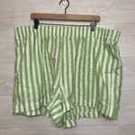 Old Navy Women's Plus Size 22 Green White Stripe Comfort Waistband Linen Shorts Photo 1