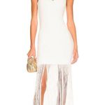 Alice + Olivia Steph Twist Neck Fringe Dress Off White Womens Size 4 Photo 0