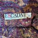 Vintage Escada Silk Blouse Margaretha Ley Top Paisley Print Size 38 Button Front Purple Photo 9