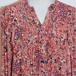  Red Paisley Boho Blouse Size Large Democracy Floral Pintuck Top Photo 2