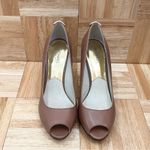 Michael Kors MICHAEL Hamilton Mocha Snakeskin Leather Heels Peep Toe Pump 9.5 Photo 3