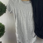 Smallshow Black & Gray Short Sleeve Side Ruched Tee T Shirt Tops NEW S Photo 0