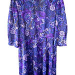 Vintage California Looks Purple Floral Brocade Boho Mini Dress Size 14 Photo 0