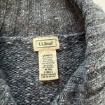 LL Bean Blue Gray Cable Marled Collar Button Wool Blend Cardigan Sweater MEDIUM Photo 8