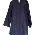 Emerson Street Michigan Long Womens Top Sz S Preppy College Academia Tailgate Blue Photo 0