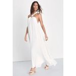 Lulus  Corfu Charm Ivory O-Ring Halter Maxi Dress White Beachy Flowy Medium Photo 8