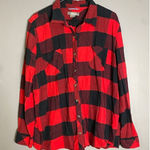 Natural Reflections  Black Red Plaid Flannel Button Up Top Size 1X Photo 0