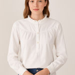 Spartina 449 Elsie White Ruffle Collar Blouse Cotton Long Sleeve Button Front S Photo 0