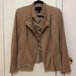 Adrienne Vittadini Tan Faux Suede Moto Jacket Photo 6
