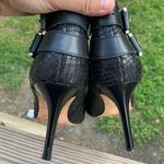 Ann Taylor Black Leather Stiletto Booties Faux Snakeskin Photo 6