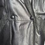 wilson's leather Vintage  Black Long Trench Coat Suede Embossed Floral Detail Photo 3