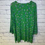 J.Jill WEAREVER XL Split Neck Green Paisley Popover Casual Tunic Blouse Tunic Photo 10