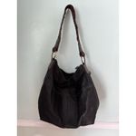 Carbon2Cobalt All In Bag Black Leather Tote Purse Brown Woven Handle Top Zip Photo 1
