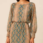 Karina Grimaldi Silk Snake Print Mini Dress Sheer Layer Sleeves Whimsy Romantic Photo 0