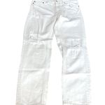 ZARA  Trafaluc Distressed Mid Rise Straight Leg Girlfriend Jeans White Size 2 Photo 0