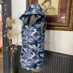My Anorak Blue Camo Removable Hooded Duck Down Puffer Vest Outerwear Sz S 🧡 White Photo 3