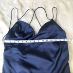 The Jetset Diaries  Navy Mini Satin Slip Dress Open‎ Back Spaghetti Strap Medium Photo 11