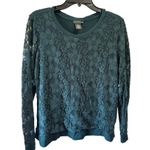 Adrianna Papell  Top Womens Large Dark Pine Green Lace Long Sleeve Crew Neck A7-3 Photo 5