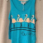 Wildfox | Teal Flamingo Graphic Tank Top | S Photo 3