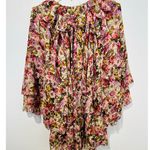 NWT DǑEN Women's Pink Floral Idette Tiered Ruffle Silk Photo 4